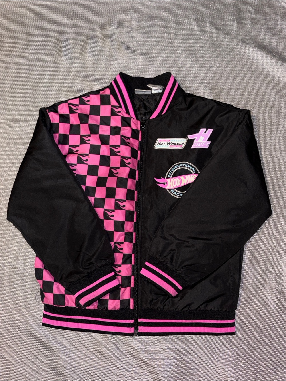 Kids' Black & Pink Racing Bomber Jacket size 10/12
